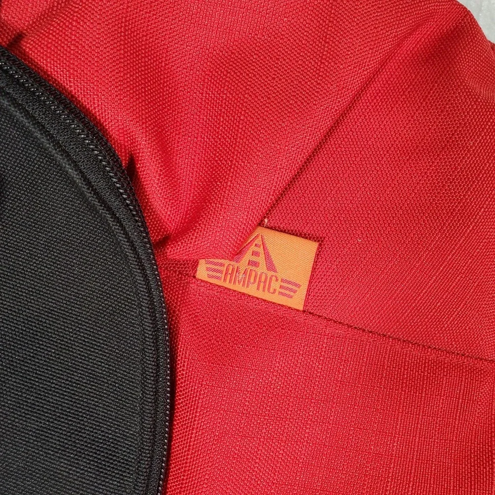 AMPAC Bag Sling Backpack Red Black Shoulder Strap Adjustable Zip Many Pockets